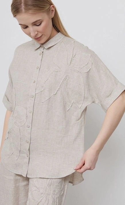 Рубашка изо льна с аппликациями GRIOL Рубашка изо льна с аппликациями GRIOL