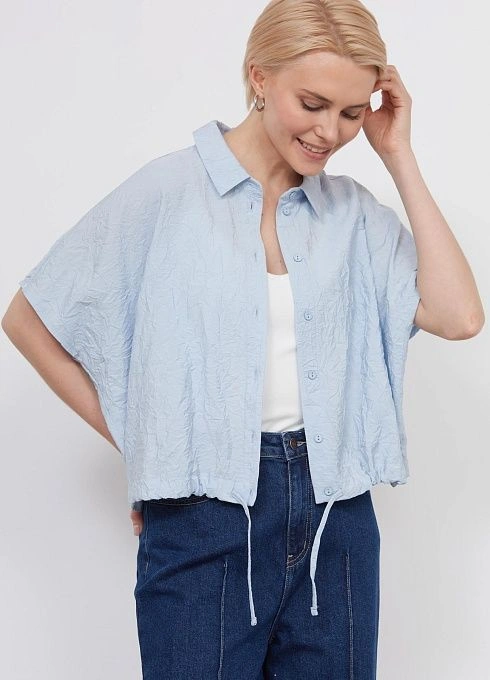 Блузка оверсайз из жатой вискозы GRIOL