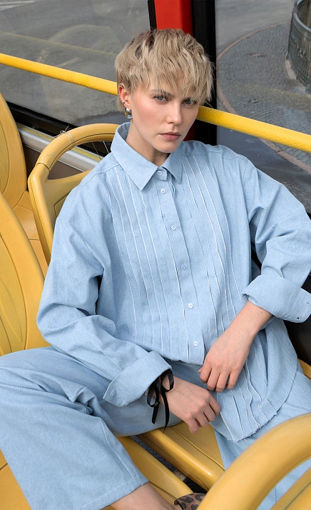 Рубашка из денима с рюшами GRIOL