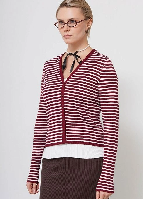Джемпер жен. 310509.33303.4802S Бордово-молочный (6)