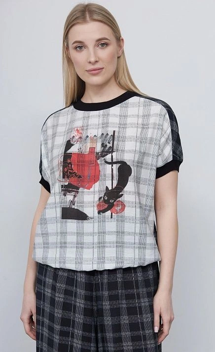 Блуза в клетку с печатью GRIOL