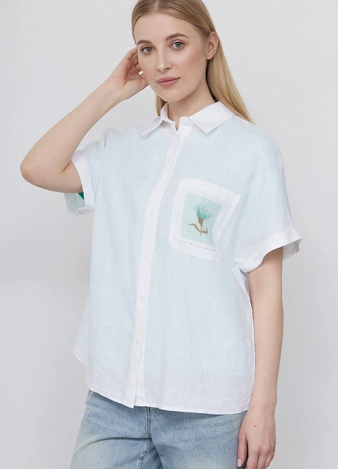 Рубашка льняная с печатью GRIOL