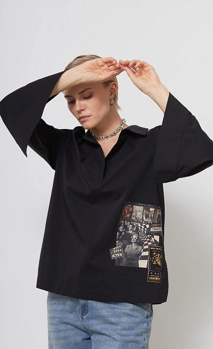 Рубашка оверсайз с печатью GRIOL