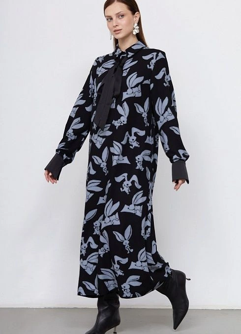 Платье жен. 360329.03312.8278А Черныйсерый  (1)