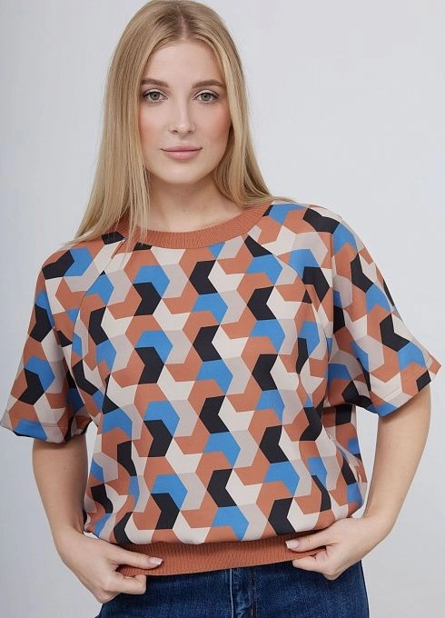  GRIOL. Джемпер жен. 311077.03312.1101Q голубой/коричневый GRIOL