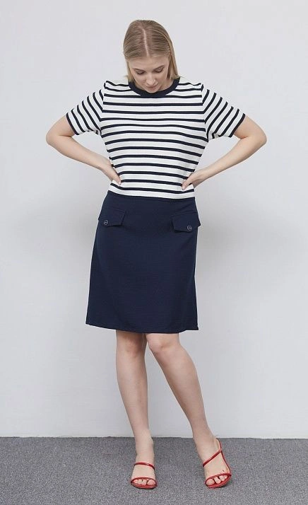  GRIOL. Платье жен. 360258К.6_303.9502S белый/темно-синий 