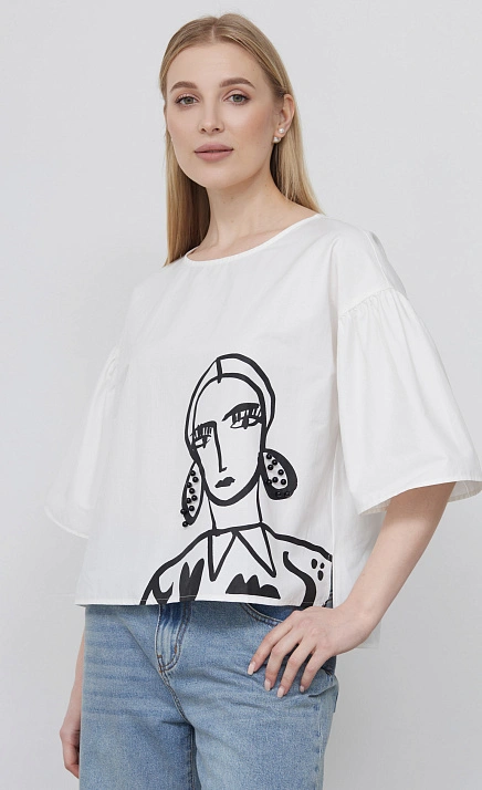 Блузка с печатью и декором GRIOL