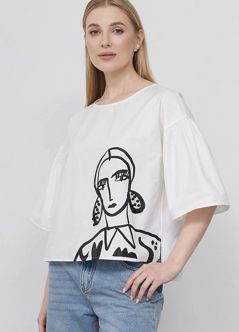 Блузка с печатью и декором GRIOL