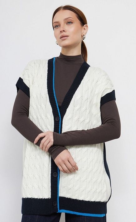 GRIOL. Жилет жен. 380109.05303.0201N Бело-синий GRIOL GRIOL. Жилет жен. 380109.05303.0201N Бело-синий